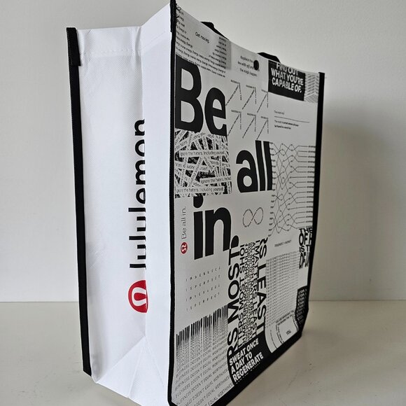 4 x New LULULEMON White BE ALL IN Reusable Shopping Bags Large - Picture 5 of 6